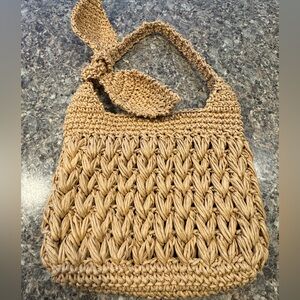 Straw Tie-Top Shoulder Bag - A New Day Light brown